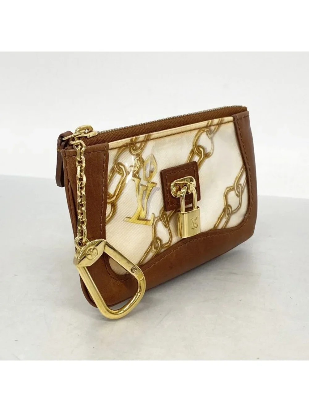 Louis Vuitton Coin Purse Monogram Charm Pochette Cles Blanc